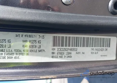 2015 Dodge Challenger Sxt Plus from USA, damaged, VIN 2C3CDZBG2FH869532